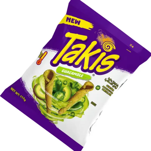 : Takis Guacamole Chips 113g with zesty lime and avocado flavor from AN Foodstuff, available in Dubai