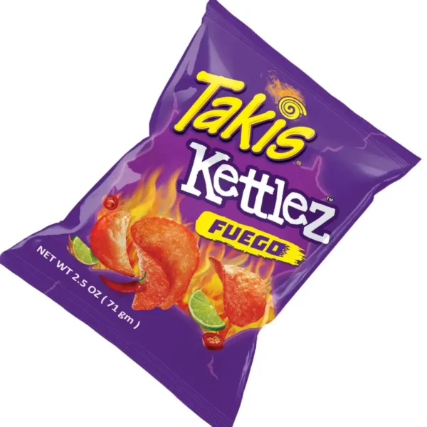 AN Foodstuff Takis Kettlez Fuego 71g chips with bold and fiery chili lime flavor