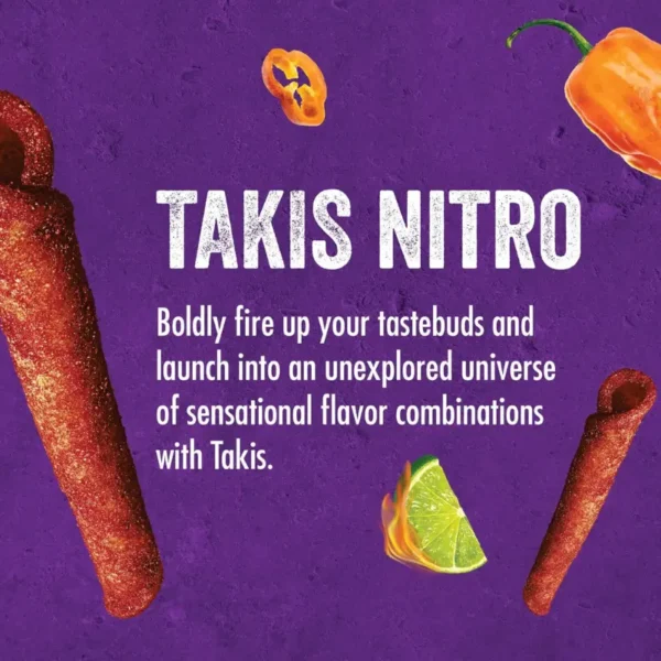 Takis Nitro 113g - 4oz spicy snack, available in 4pcs packs at AN Foodstuff, Dubai.