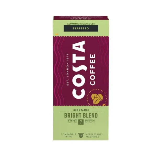 Costa Bright Blend Coffee Pods for Nespresso Machines From AN Retail Foodstuff Trading Dubai كبسولات قهوة كوستا برايت بليند لأجهزة نسبرسو من شركة AN Retail Foodstuff Trading في دبي