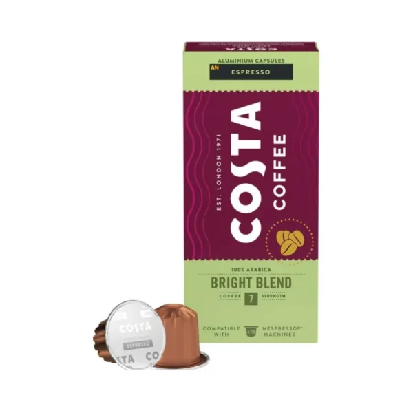 Costa Coffee Bright Blend Capsules Nespresso Compatible Coffee Pods, Available in Dubai كبسولات قهوة كوستا برايت بليند المتوافقة مع نسبرسو متوفرة في دبي