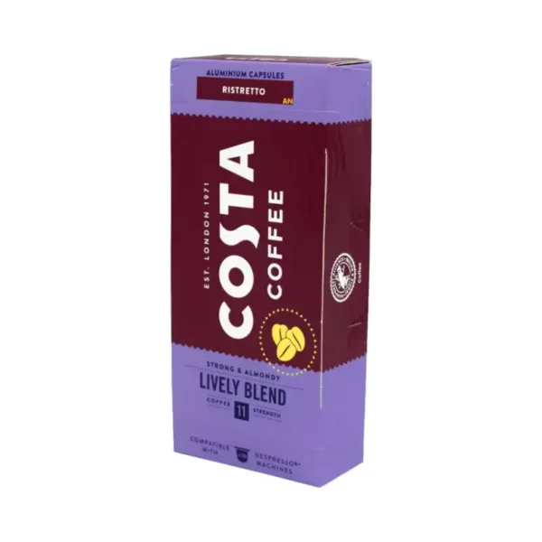 Costa Coffee Pods Lively Blend, Nespresso Compatible Offered by AN Retail Foodstuff Trading كبسولات قهوة كوستا لايفلي بليند لأجهزة نسبرسو متوفرة عبر شركة AN Retail Foodstuff Trading