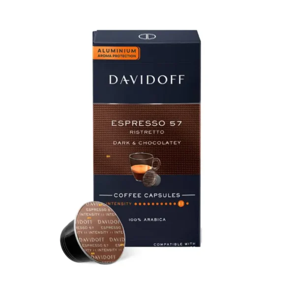 Davidoff 57 Espresso Capsules for Nespresso Machines Available in Dubai كبسولات قهوة ديفدوف 57 اسبريسو المتوافقة مع نسبرسو متوفرة في دبي