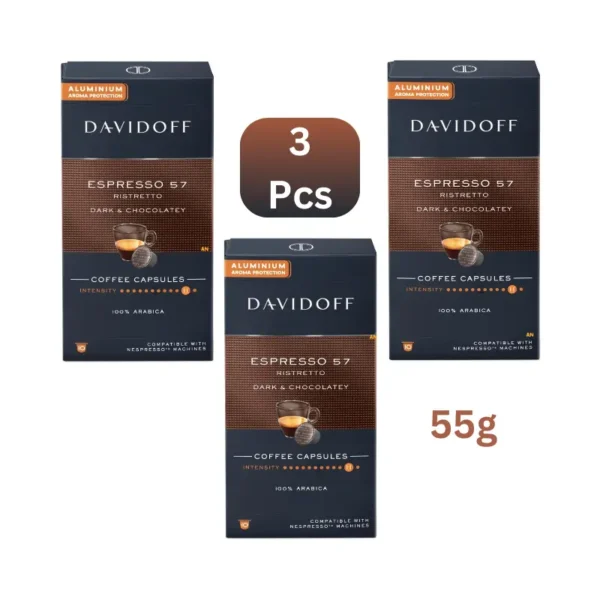 Davidoff 57 Espresso Coffee Capsules Dark and Chocolaty Flavor by AN Retail Foodstuff Trading in Dubai كبسولات قهوة ديفدوف 57 اسبريسو نكهة غامقة وشوكولاتية من شركة AN Retail Foodstuff Trading في دبي