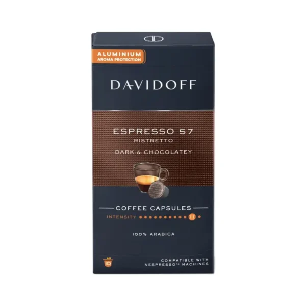 Davidoff 57 Espresso Coffee Pods Premium Coffee with Bold Notes in Dubai كبسولات قهوة ديفدوف 57 اسبريسو قهوة فاخرة بنكهات جريئة في دبي