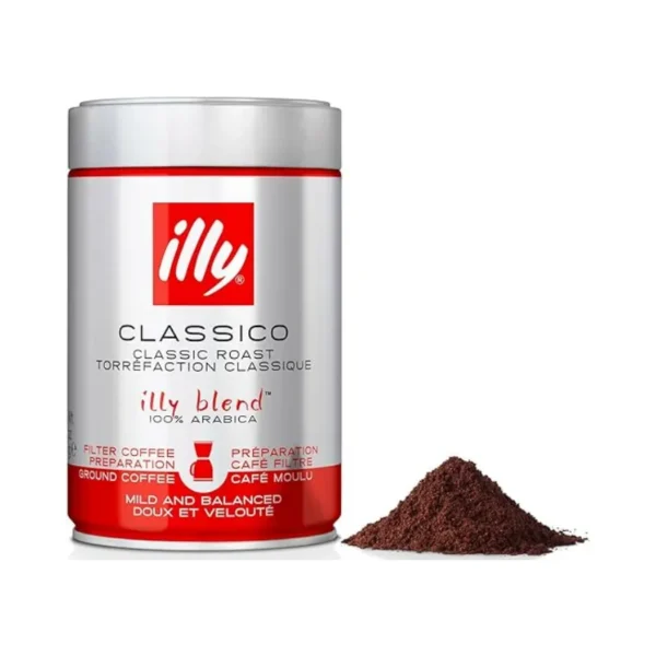 Premium Illy Classico filter ground coffee in three 250g 3tins