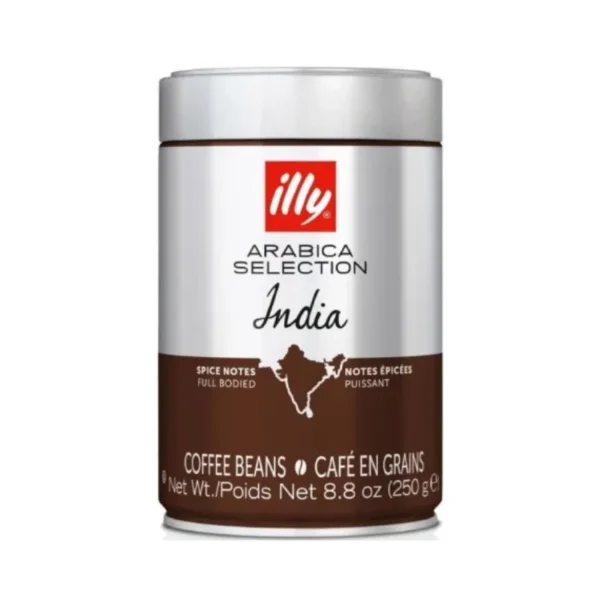 Illy Arabica Selection India coffee beans medium dark roast in freshness sealed tins