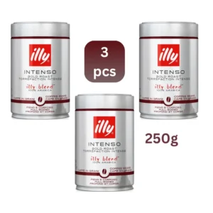 Three 250g tins of Illy Intenso bold roast coffee beans