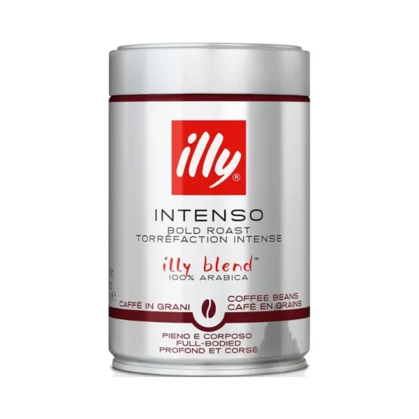Premium Illy Intenso coffee beans in bold roast 250g tins set