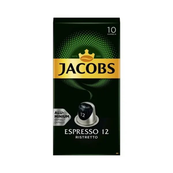 Jacobs Ristretto Espresso Capsules Dark Roast with Rich Flavor كبسولات قهوة جاكوبس ريستريتو تحميص داكن مع نكهة غنية متوفر عند AN Retail Foodstuff Trading في دبي