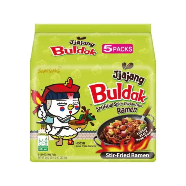 samyang buldak Jjajang soya sauce beans hot chicken flavor 140gx3packs 15pcs available in Dubai An Foodstuff Trading in Dubai