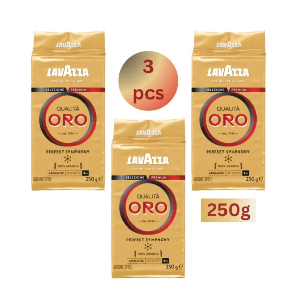 Lavazza Qualita Oro ground coffee 3x250g 100 percent Arabica blend
