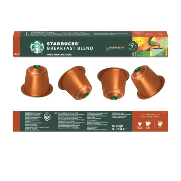 Crisp and refreshing Starbucks Breakfast Blend coffee pods 30pcs for Nespresso
