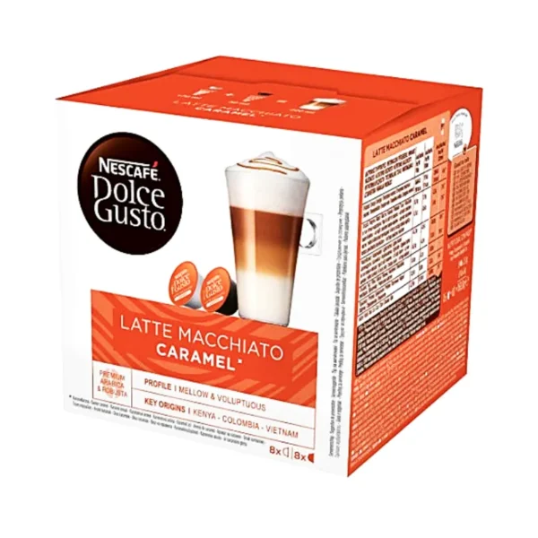 Nescafe Dolce Gusto Caramel Coffee Pods for Perfect Latte كبسولات قهوة نسكافيه دولشي جوستو كاراميل لاتيه مثالي