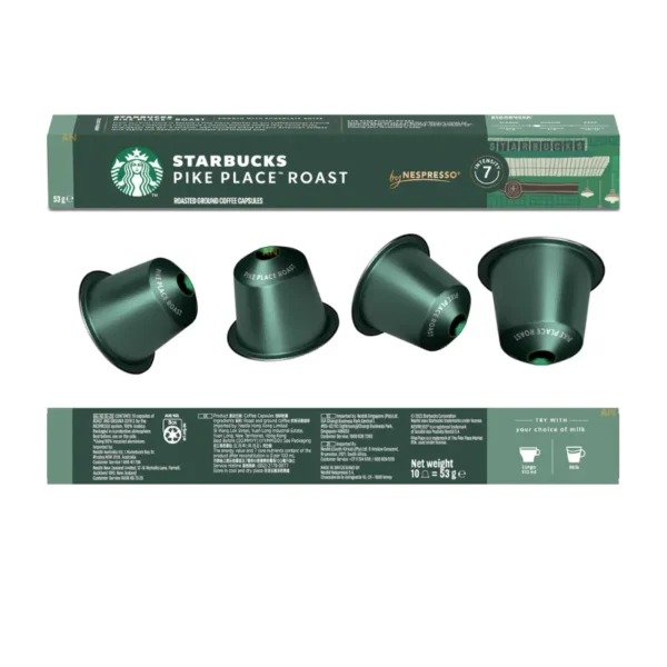 Pike Place medium roast coffee pods by Starbucks with chocolate and nutty notes