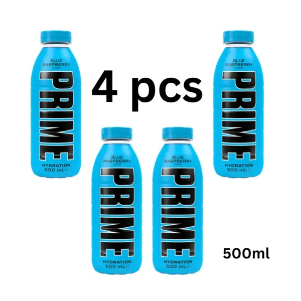 Prime Blue Raspberry Hydration Drink 500ml 4pcs with electrolytes and coconut water in Dubai