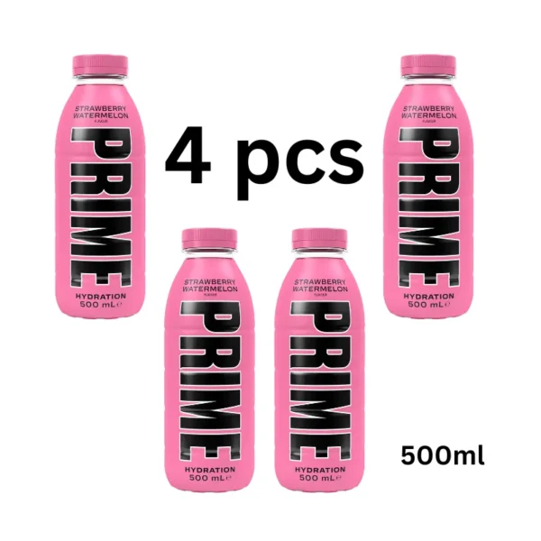 Prime Strawberry Watermelon Hydration Drink 500ml 4pcs with electrolytes and coconut water in Dubai