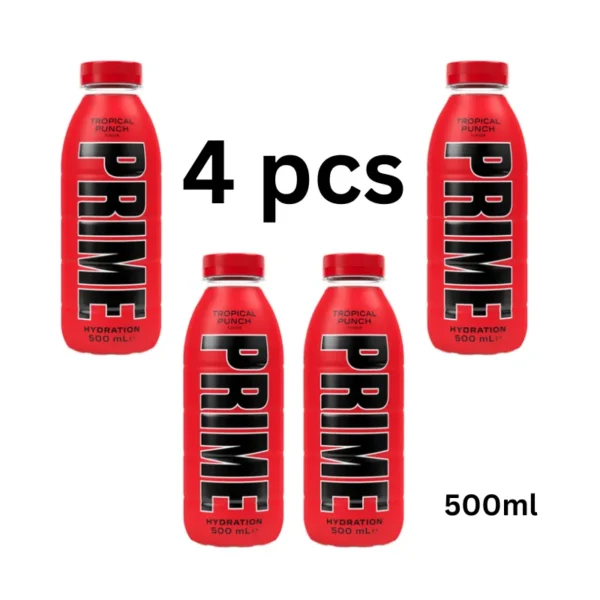 Prime Tropical Punch Hydration Drink 500ml 4pcs with electrolytes and coconut water in Dubai