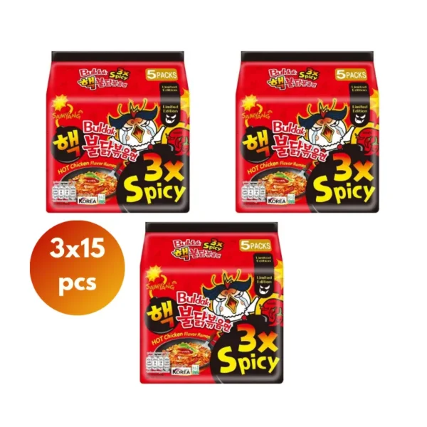 Samyang Buldak three Spicy Hot Chicken Ramen 140gx3Packs x15pcs Retail AN Retail in Dubai