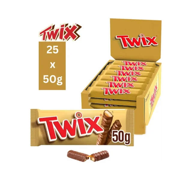 Twix Chocolate Bars 25-Pack Delicious Caramel Biscuit Treat