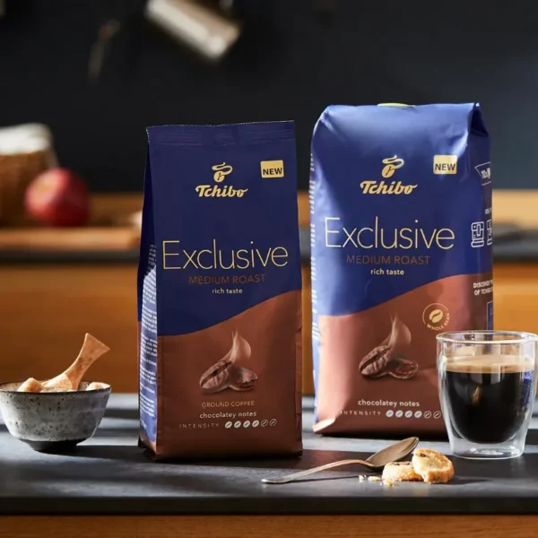 Tchibo Exclusive Coffee Beans 1kg 2pcs crafted for refined espresso and drip coffee