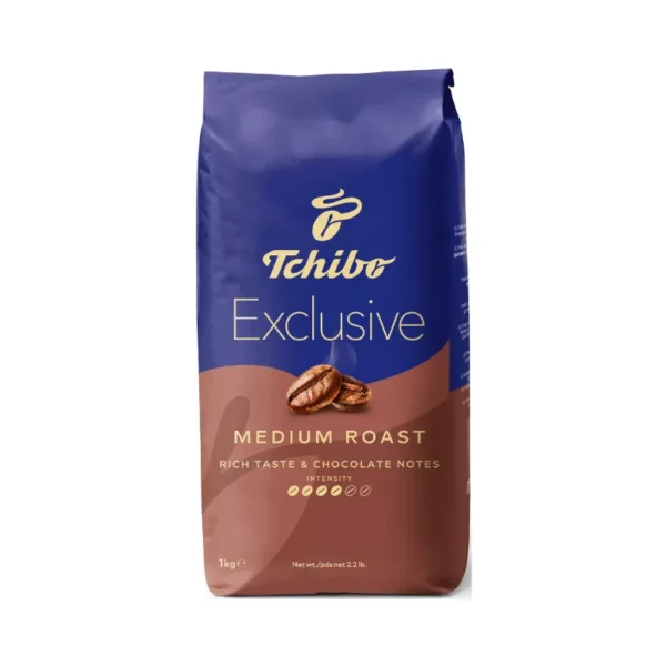 Tchibo Exclusive Coffee Beans 1kg 2pcs medium roast with a rich inviting aroma